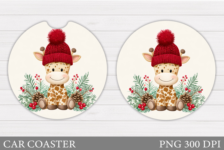 Christmas Giraffe Car Coaster. Christmas Car Coaster Design