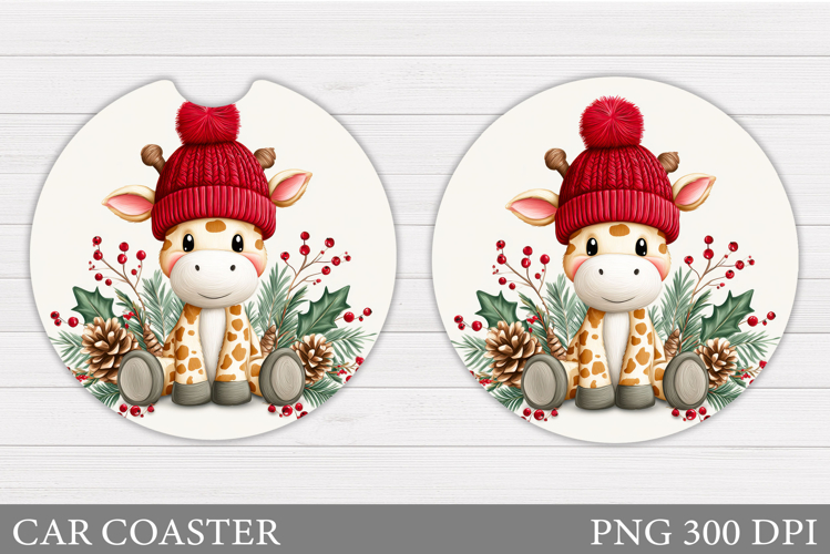 Christmas Giraffe Car Coaster. Christmas Car Coaster Design