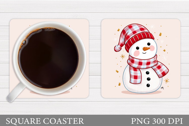 Snowman Coaster Sublimation. Christmas Coaster Design example image 1