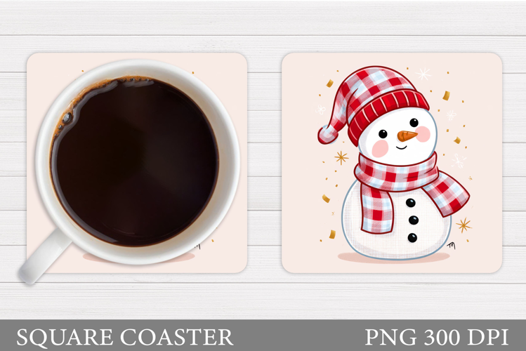 Snowman Coaster Sublimation. Christmas Coaster Design