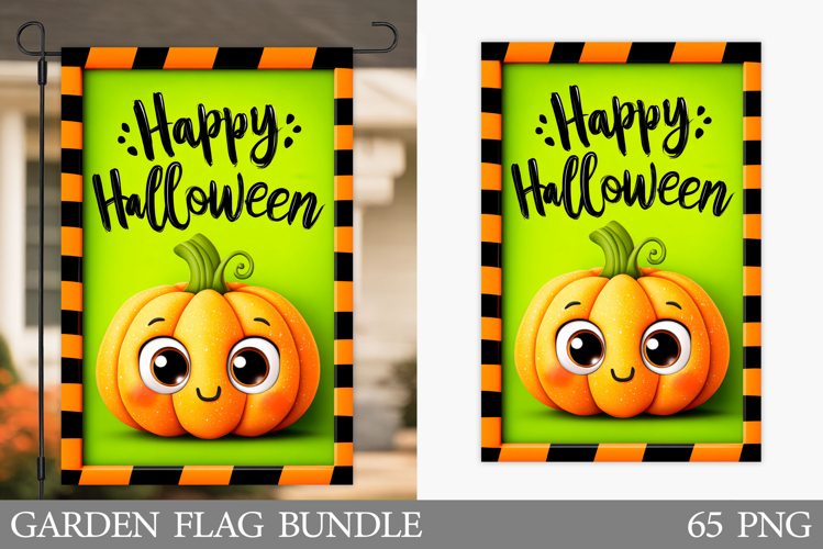 Cute Pumpkin Garden Flag. Cute Halloween Garden Flag