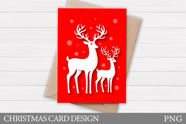 Christmas Reindeer Card Printable. Christmas Card Design