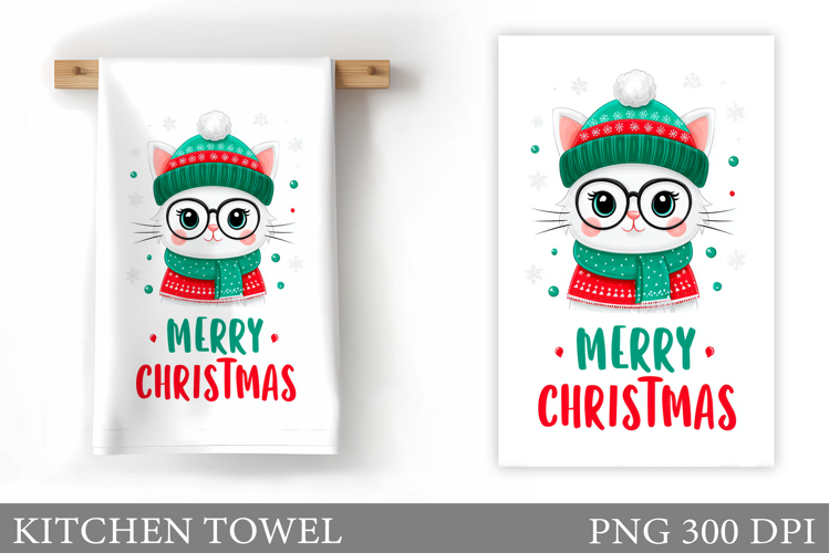 Christmas Cat Kitchen Towel. Christmas Kitchen Towel Design