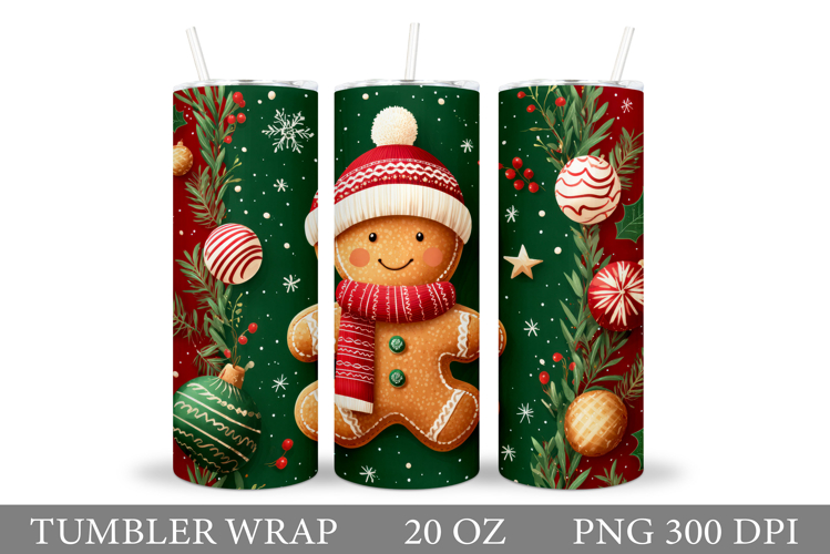 Gingerbread Tumbler Design. Christmas Tumbler Sublimation