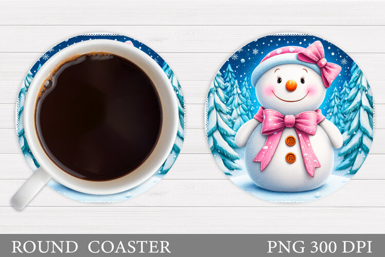 Cute Snowman Coaster Design. Christmas Coaster Sublimation example image 1