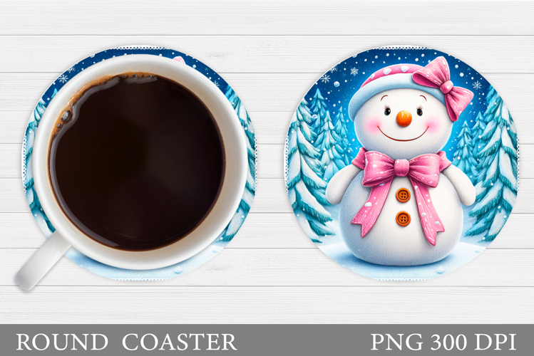 Cute Snowman Coaster Design. Christmas Coaster Sublimation