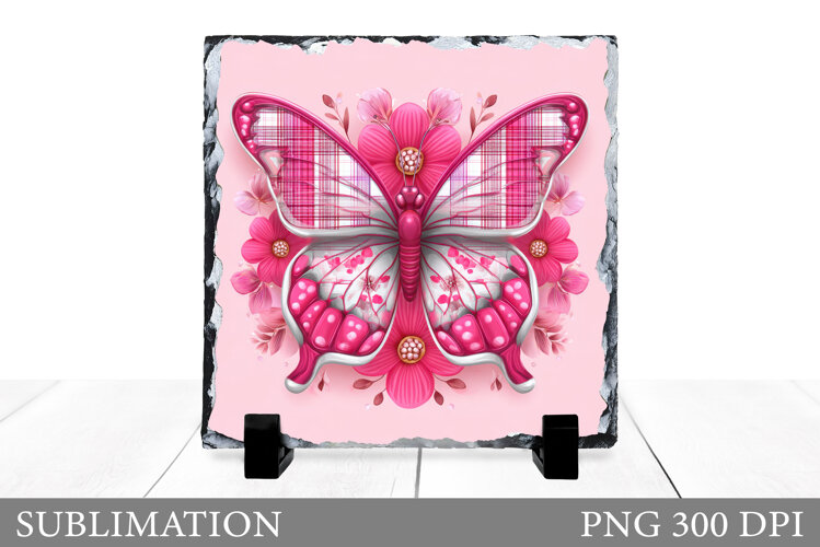 Butterfly Slate Sublimation. Butterfly Flowers Sublimation example image 1