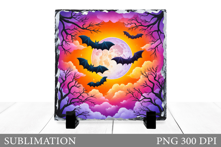 Halloween Bat Slate Sublimation. Halloween Slate Design