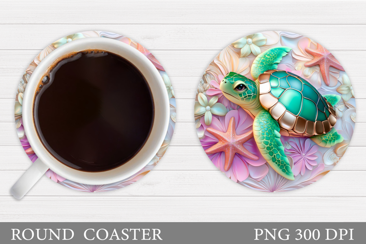 Turtle Round Coaster Design. Sea Turtle Coaster Sublimation