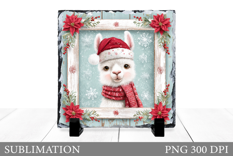Christmas Lama Sublimation. Christmas Lama Slate Design