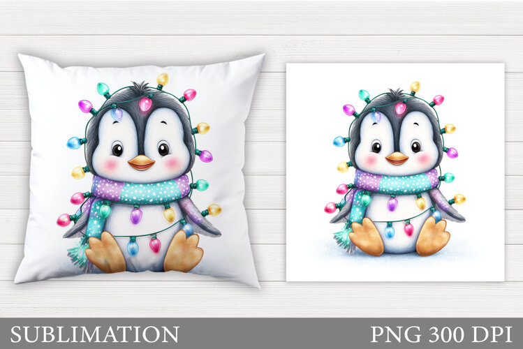 Christmas Penguin Pillow. Christmas Pillow Sublimation example image 1