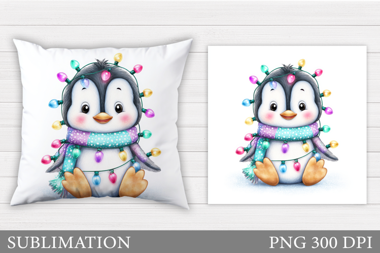 Christmas Penguin Pillow. Christmas Pillow Sublimation