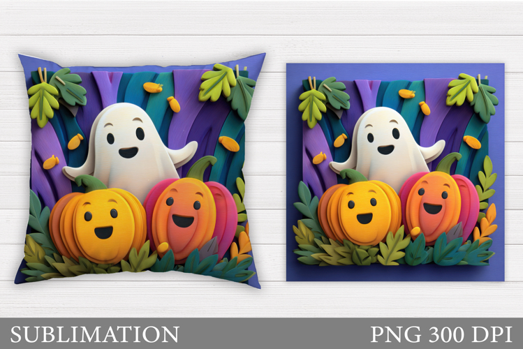 Cute Ghost Pillow Design. Cute Ghost Sublimation