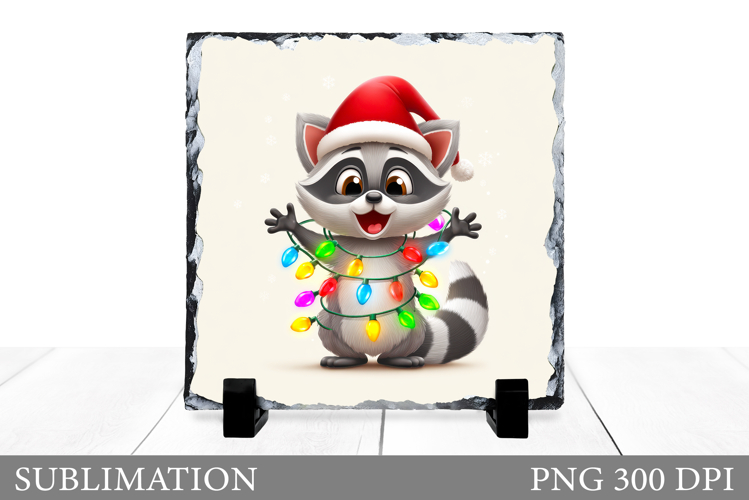 Christmas Raccoon Sublimation. Christmas Raccoon Slate