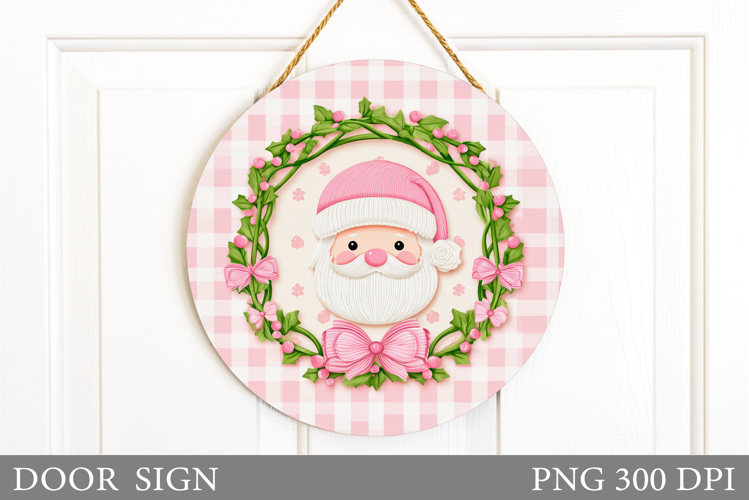 Santa Claus Door Sign Design. Christmas Snowman Door Sign