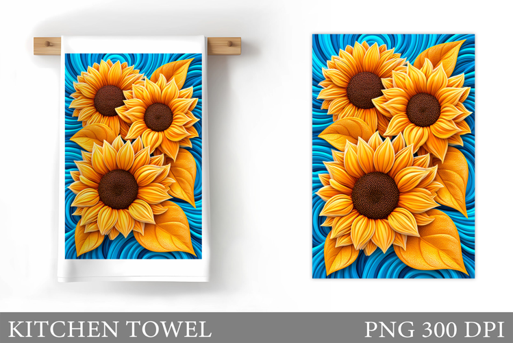 Sunflowers Kitchen Towel. Flowers Kitchen Towel Design