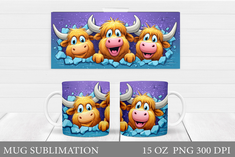 Cute Cow Mug Sublimation. Funny Cow Mug Wrap Design