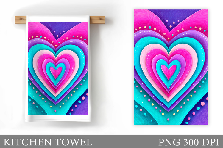 Heart Kitchen Towel Sublimation. Valentines Kitchen Towel