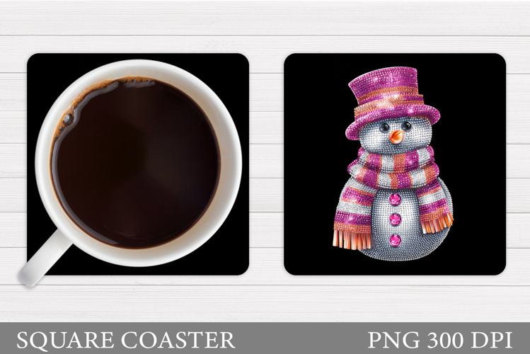 Sparkling Snowman Coaster. Christmas Coaster Sublimation