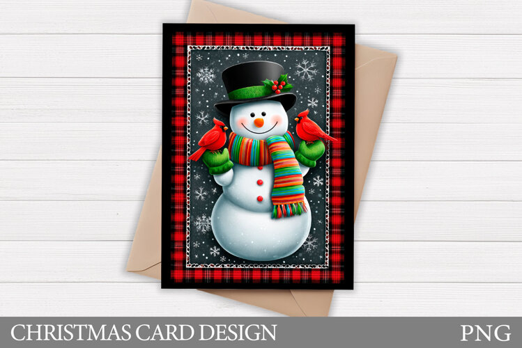 Cute Snowman Card Printable. Christmas Card Design example image 1