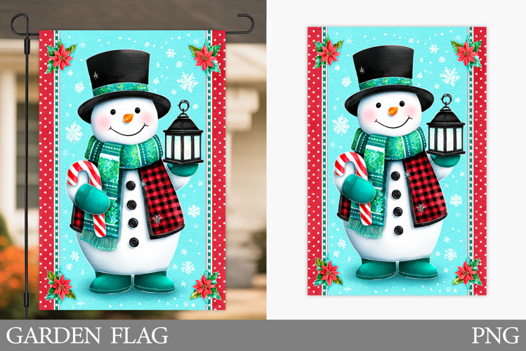 Cute Snowman Garden Flag. Christmas Garden Flag Design