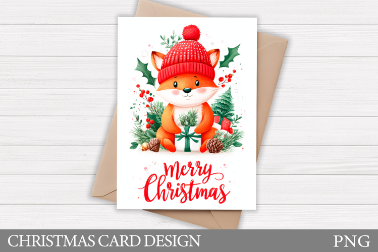 Christmas Fox Card Design. Christmas Card Printable