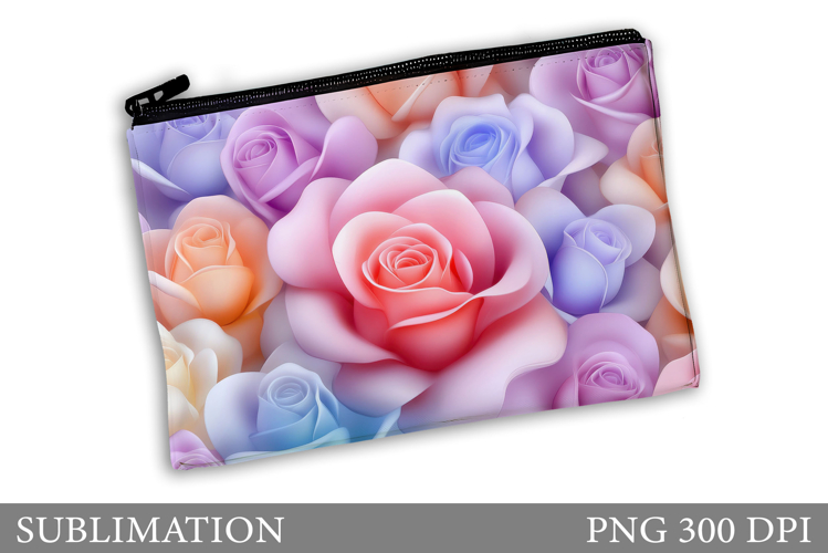 Roses Makeup Bag Sublimation. Floral Makeup Bag Design