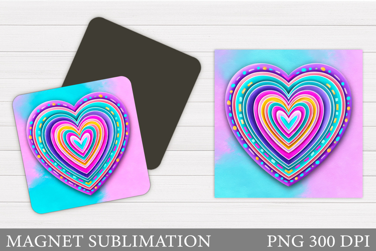 Hearts Magnet Sublimation. Hearts Valentine Magnet Design