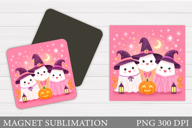 Cute Ghost Magnet Design. Halloween Magnet Sublimation