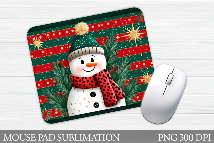 Snowman Mouse Pad Design. Christmas Mouse Pad Sublimation example image 1
