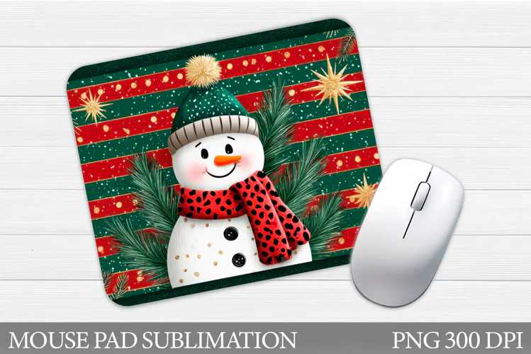 Snowman Mouse Pad Design. Christmas Mouse Pad Sublimation