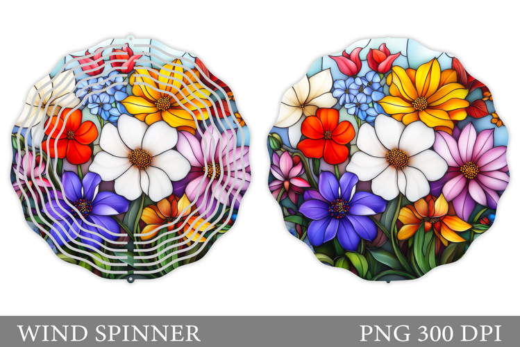 Flowers Wind Spinner Design. Floral Wind Spinner Sublimation