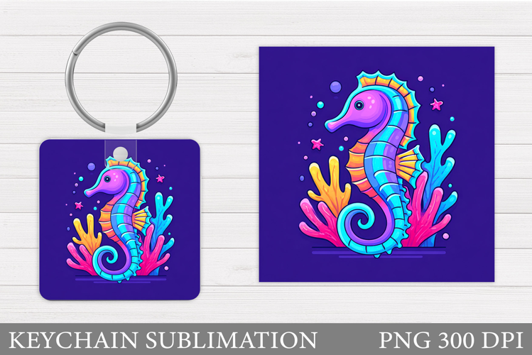 Seahorse Keychain Design. Cute Seahorse Sublimation