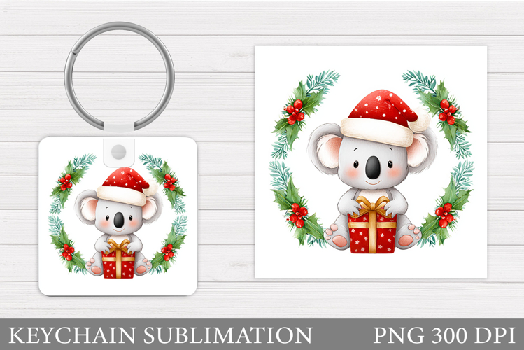 Christmas Koala Keychain. Christmas Keychain Sublimation