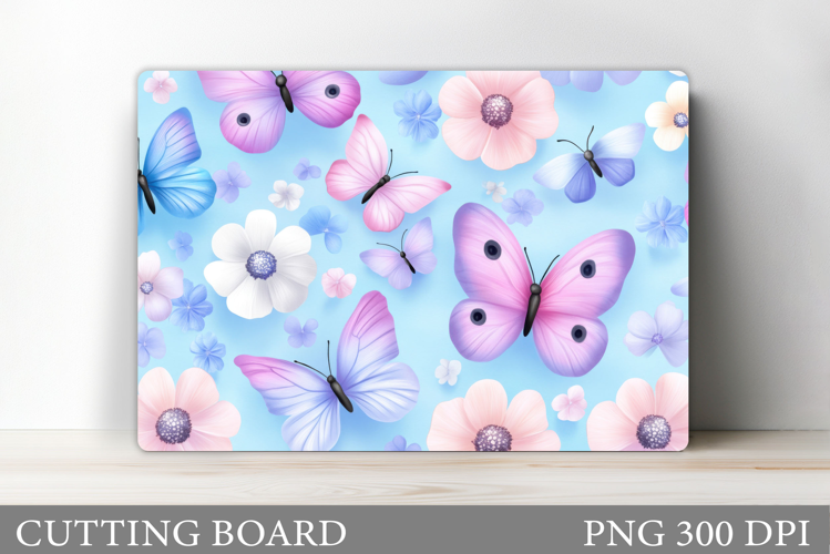Butterflies Cutting Board. Flowers Kitchen Cutting Board