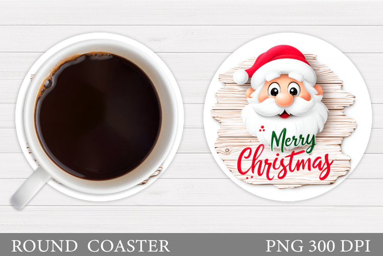 Cute Santa Coaster Sublimation. Santa Claus Coaster Design