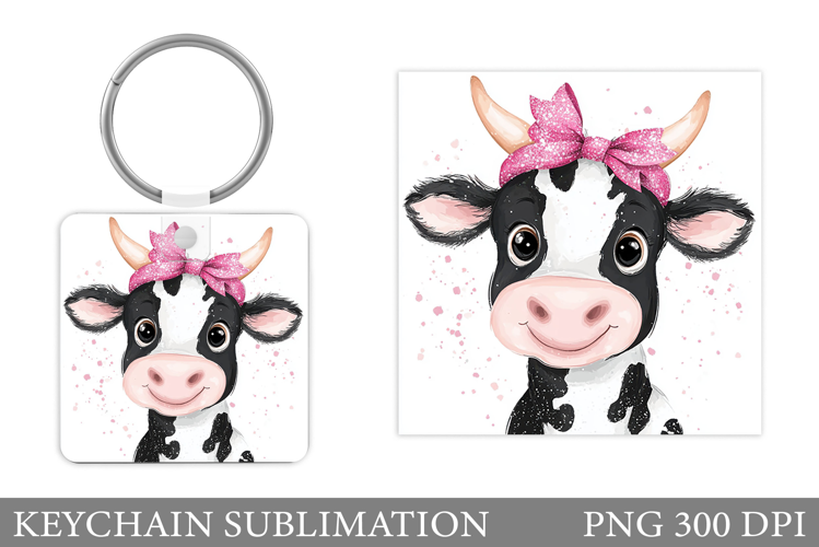 Cute Cow Keychain Design. Cute Cow Sublimation