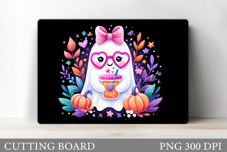 Ghost Cutting Board Sublimation. Halloween Cutting Board example image 1