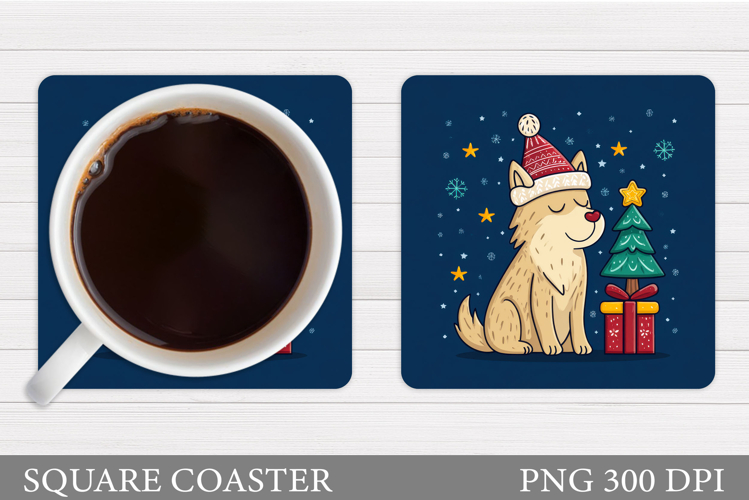 Christmas Dog Coaster Sublimation. Christmas Coaster Design