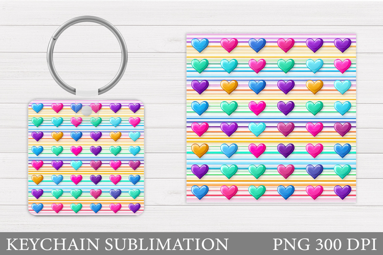 Hearts Keychain Design. Valentine Keychain Sublimation