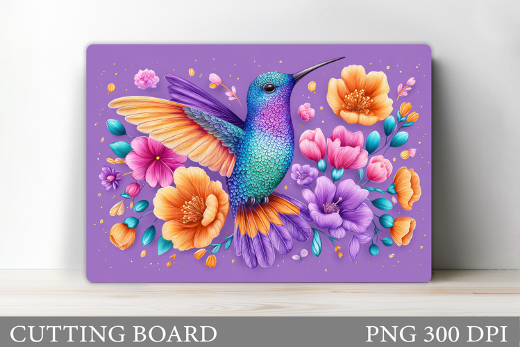 Hummingbird Cutting Board. Flowers Kitchen Cutting Board