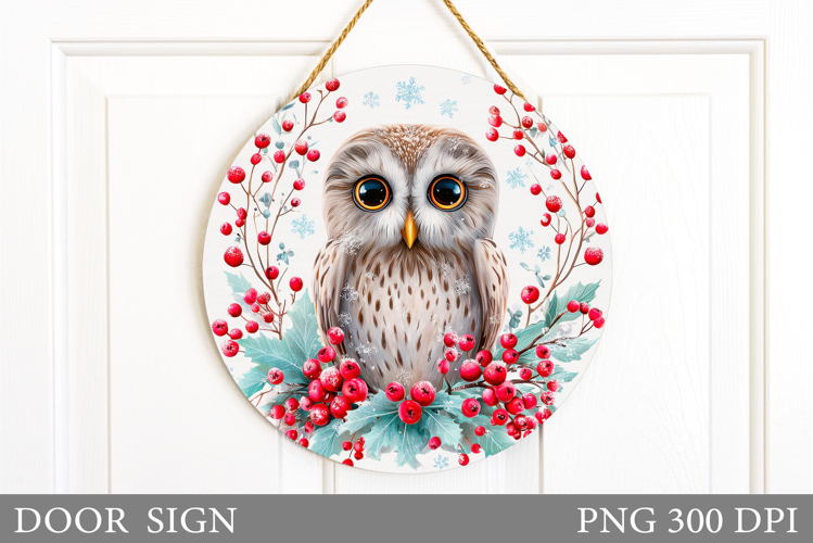 Christmas Owl Door Sign. Christmas Door Sign Sublimation