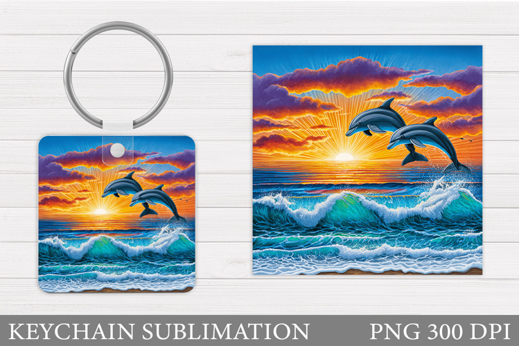 Dolphins Keychain Design. Sea Keychain Sublimation