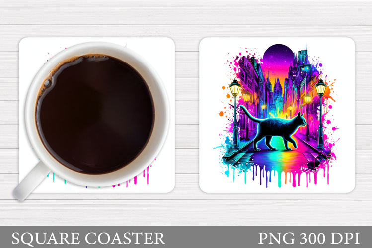 Cat Coaster Design. Cute Cat Sublimation