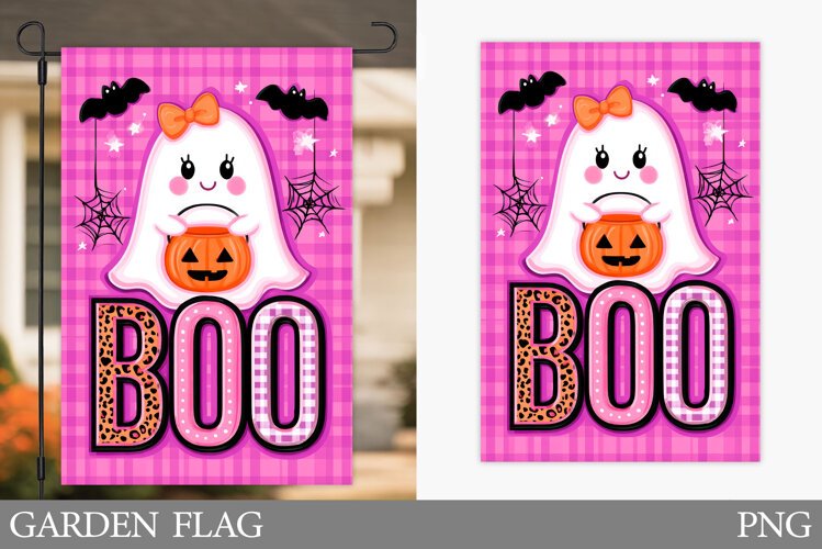 Boo Garden Flag Sublimation. Halloween Garden Flag Design example image 1