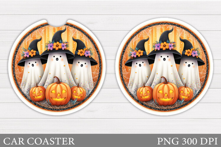 Halloween Ghost Car Coaster. Cute Halloween Car Coaster example image 1