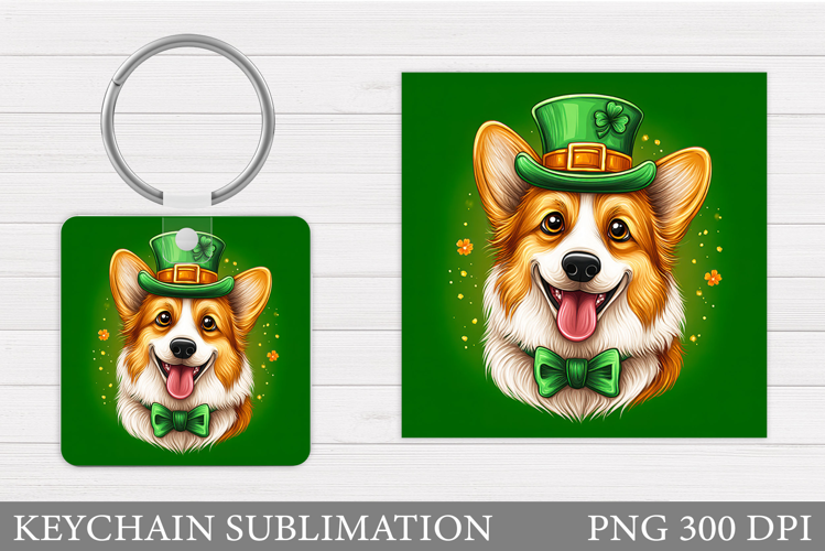 St Patrick Dog Keychain. St Patrick Keychain Sublimation
