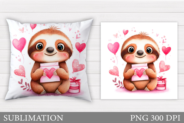 Cute Sloth Pillow Design. Valentine Pillow Sublimation