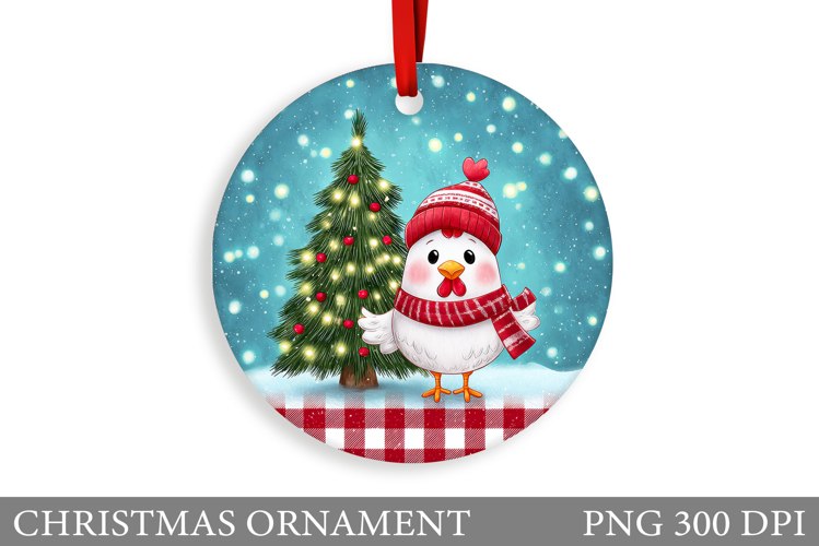Cute Chicken Christmas Ornament. Christmas Sublimation