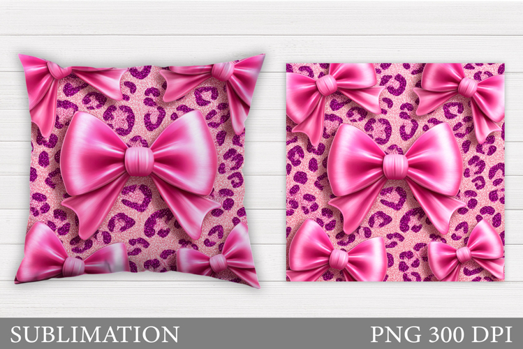 Pink Bows Pillow Design. Pink Bow Sublimation example image 1